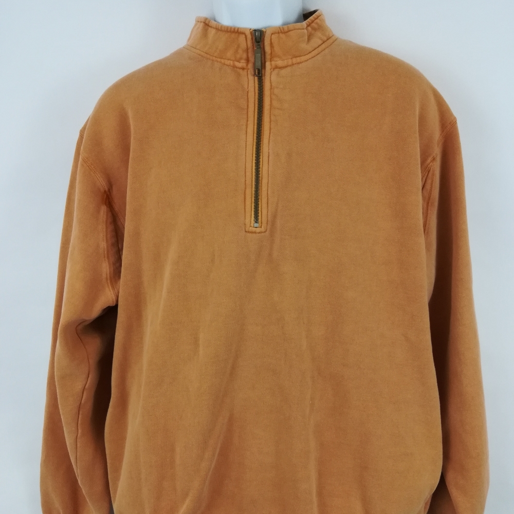 Orvis Mens Apricot Mock Neck  Sweater Size Large